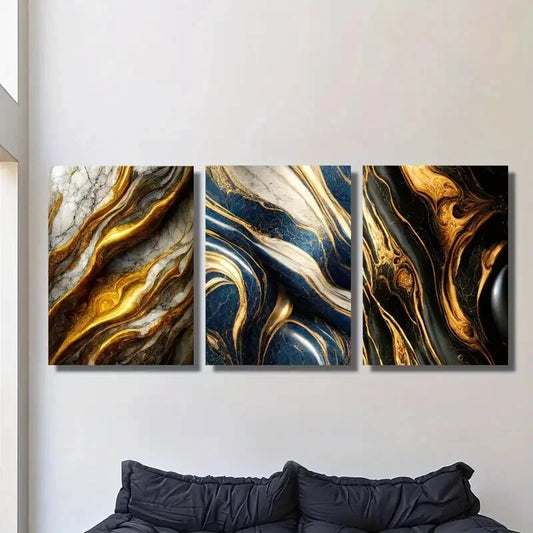 3pcs , Fashionable light luxury abstract art, Metal Print Ready to Hang Art