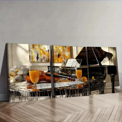 3pcs Piano and Violin Match Wall Art Set Canvas Unframed - High Quality Print 100% Australian Made Wall Canvas