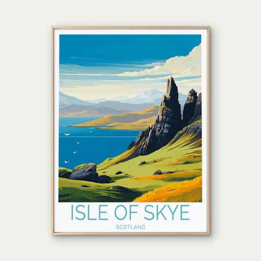 Vintage Isle Of Skye Scotland Landscape Hills Travel Poster Print Wall Art