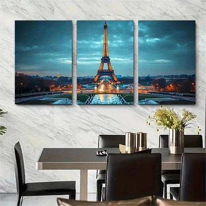 3pcs Vivid Blue Sky & Golden Illuminated Perfect Wall Art Set Canvas Framed 50x70cm - High Quality Print 100% Australian Made Wall Canvas Ready to Hang - Bella Home Decor