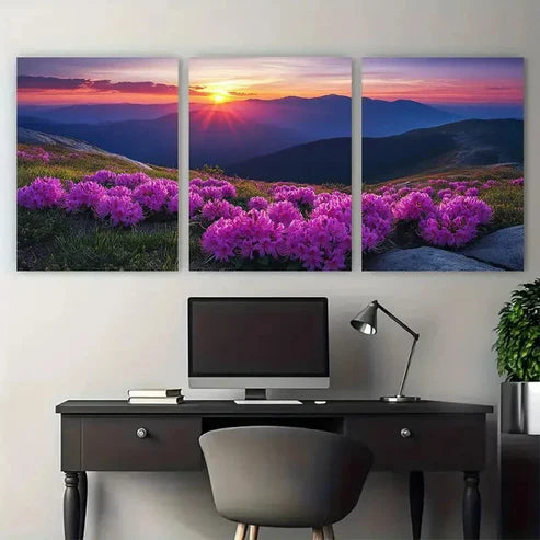 3pcs Summer Sunset Over Carpathian Mountains Wall Art Set Canvas Unframed - High Quality Print 100% Australian Made Wall Canvas