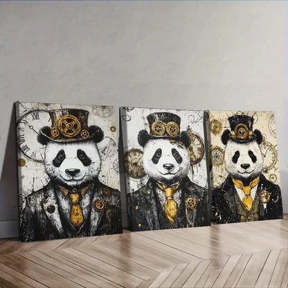 3pcs Cyberpunk panda Wall Art Set Canvas Unframed - High Quality Print 100% Australian Made Wall Canvas - Bella Home Decor