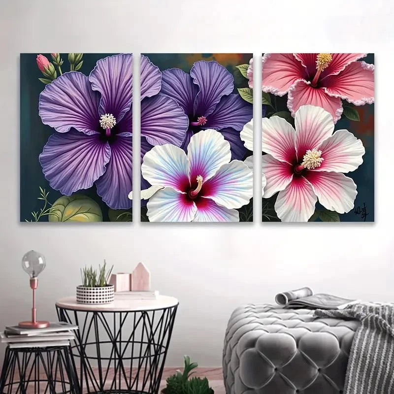 3pcs Beautiful Flowers Painting Wall Art Set Canvas Framed 60x90cm - High Quality Print 100% Australian Made Wall Canvas Ready to Hang - Bella Home Decor