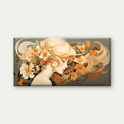 Woman Flowers Abstract Wall Art Canvas Office Home Room Framed 120x60cm