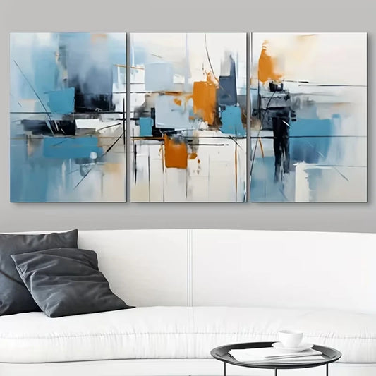 3pcs Vibrant Multicolor Modern Abstract Metal Print Ready to Hang Art