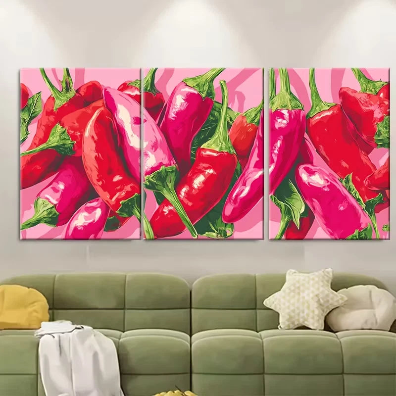 3pcs Chilli Pepper Hottie Funny Retro Kitchen Metal Print Ready to Hang Art - Bella Home Decor