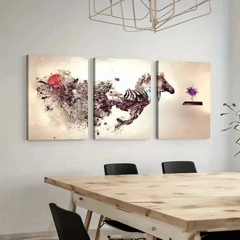 3pcs Abstract Art Zebra Animal  Wall Art Set Canvas Unframed - High Quality Print 100% Australian Made Wall Canvas - Bella Home Decor