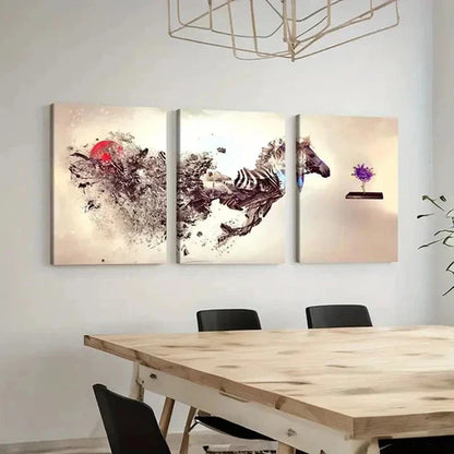 3pcs Abstract Art Zebra Animal  Wall Art Set Canvas Unframed - High Quality Print 100% Australian Made Wall Canvas - Bella Home Decor