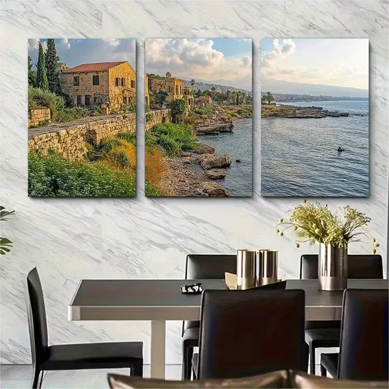 3pcs Lebanon Travel Print Featuring Byblos Metal Print Ready to Hang Art