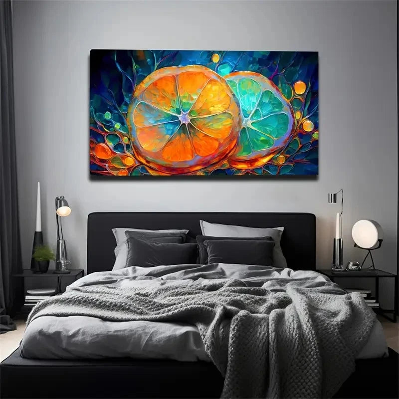 Impressive Orange Cut Wall Art Canvas Office Home Room Framed 120x60cm