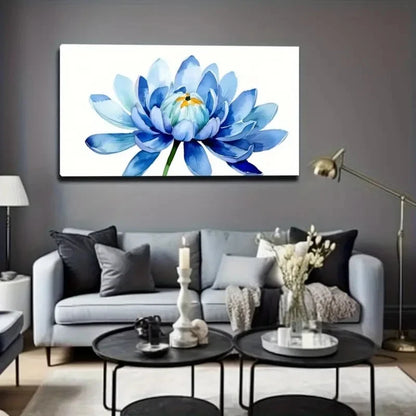 Elegant Light Blue Floral Wall Art Canvas Office Home Room Framed 120x60cm