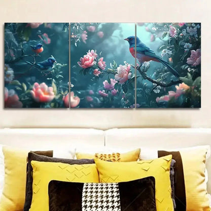3pcs birds and flowers Wall Art Set Canvas Framed 50x70cm - High Quality Print 100% Australian Made Wall Canvas Ready to Hang - Bella Home Decor