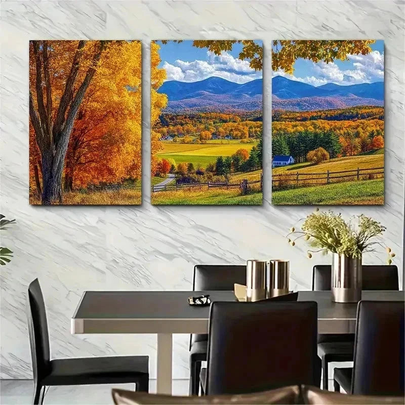 3pcs Vermont State Travel Nature Beauty Perfect Wall Art Set Canvas Framed 50x70cm - High Quality Print 100% Australian Made Wall Canvas Ready to Hang
