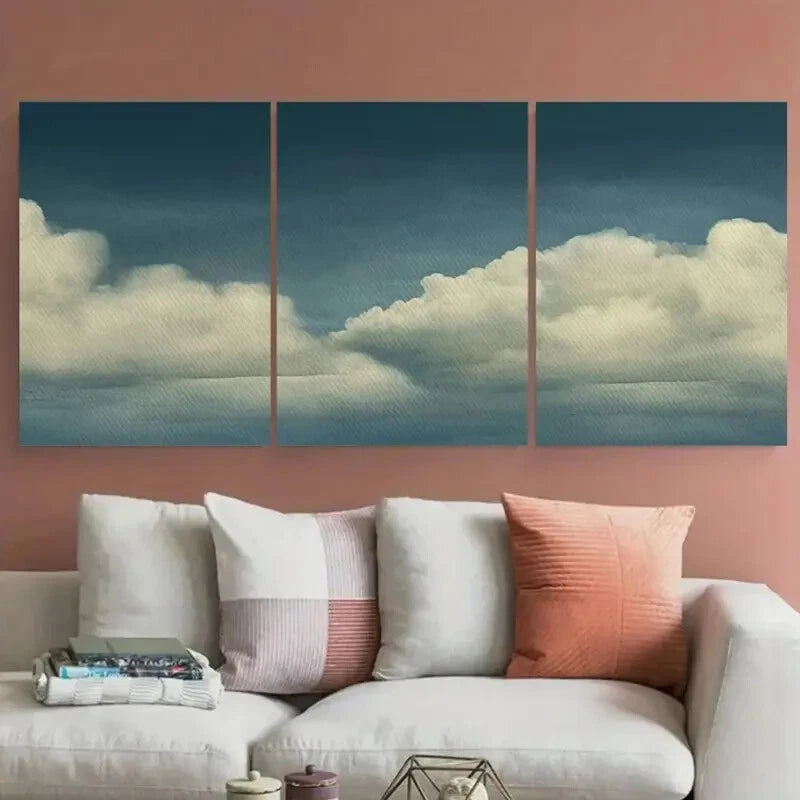 3pcs Vintage Moody Cloudy Day Design Metal Print Ready to Hang Art - Bella Home Decor