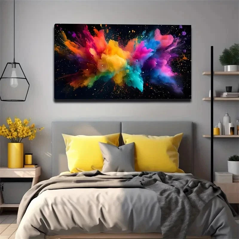 Watercolor Collision Colors Wall Art Canvas Office Home Room Framed 120x60cm