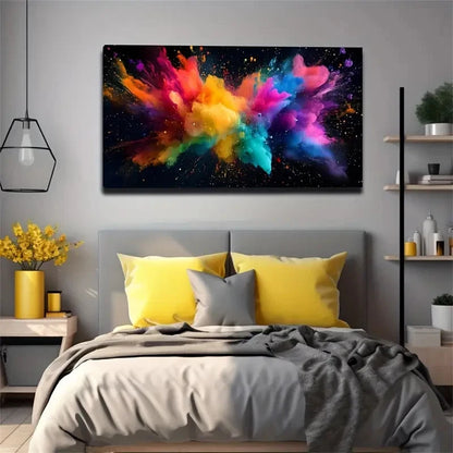 Watercolor Collision Colors Wall Art Canvas Office Home Room Framed 120x60cm