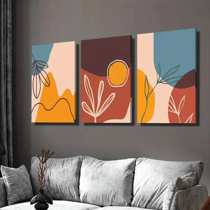 3pcs Boho Style Leaves Sunset Decorative Wall Art Canvas Unframed - High Quality Print 100% Australian Made Wall Canvas - Bella Home Decor