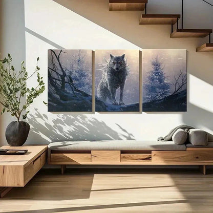 3pcs Snow Wolf King Anime Style Decor Wall Art Set Canvas Framed 60x90cm - High Quality Print 100% Australian Made Wall Canvas Ready to Hang
