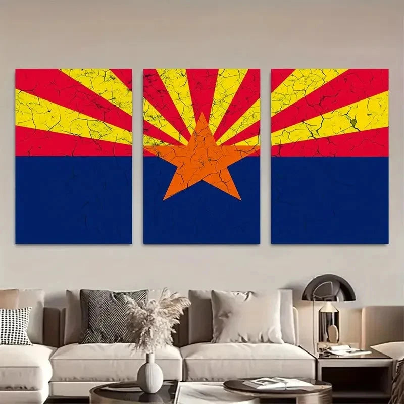 3pcs Arizona State Flag Metal Print Ready to Hang Art - Bella Home Decor