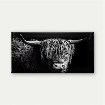 Black & White Highland Cow Wall Art Canvas Office Home Room Framed 120x60cm