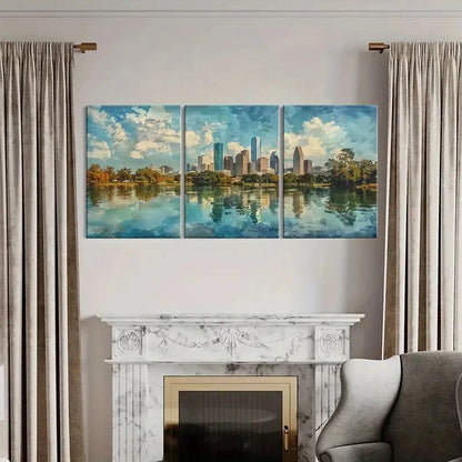3pcs Abstract Cityscape Architecture Reflection Print Ready to Hang Art - Bella Home Decor