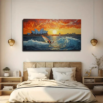 Sunset Sailboat Vibrant Deco Wall Art Canvas Office Home Room Framed 120x60cm