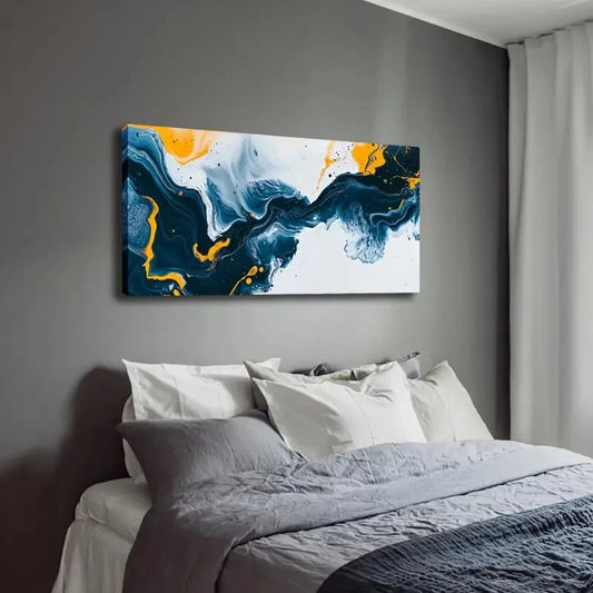 White Swirls Modern Minimalist Wall Art Canvas Office Home Room Framed 120x60cm