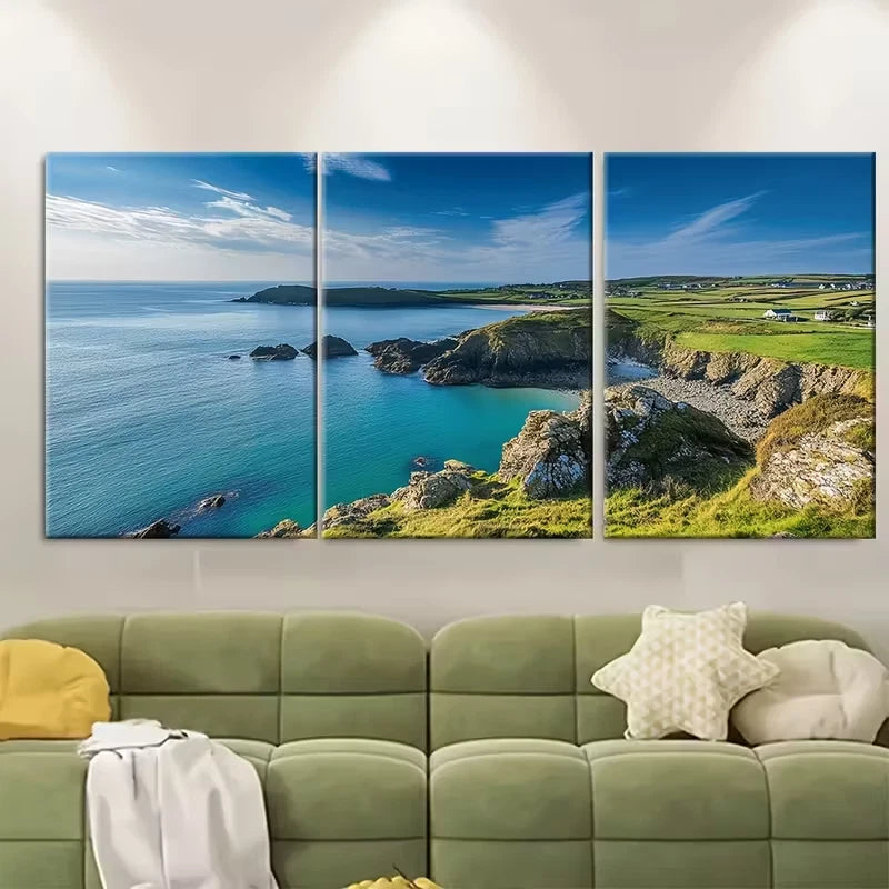 3pcs Mount Edgcumbe Metal Print Ready to Hang Art
