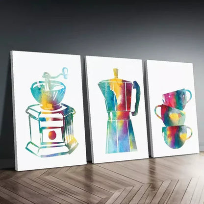 3pcs Colorful Minimalist Kitchen Dining Room Wall Art Canvas Unframed - High Quality Print 100% Australian Made Wall Canvas - Bella Home Decor
