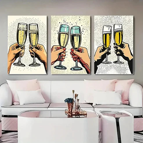 3pcs Retro Style Dorm Corridor Wall Art Canvas Unframed – High Quality Print 100% Australian Made Wall Canvas