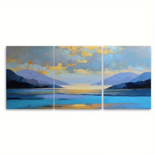 3pcs Abstract Sunrise Ocean Metal Print Ready to Hang Art