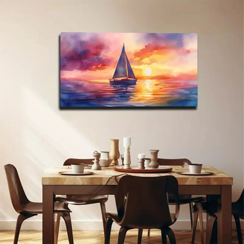 Dreamy Seaside Scene Wall Art canvas office home room framed 120x60cm