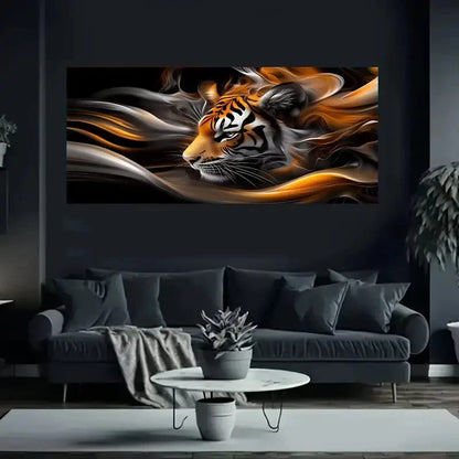 Realistic Tiger In Motion Wall Art Canvas Office Home Room Framed 120x60cm
