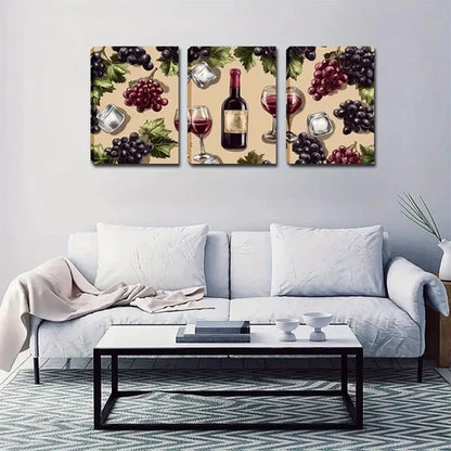 3pcs Abstract Ice Cubes and Grapes Wall Art Canvas Unframed - High Quality Print 100% Australian Made Wall Canvas - Bella Home Decor