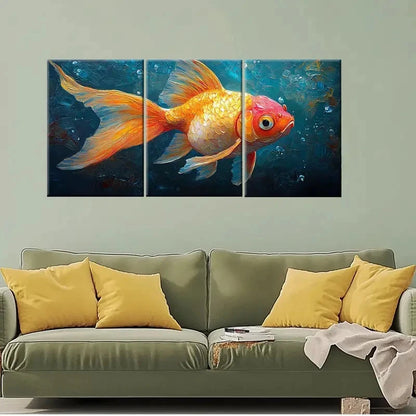 3pcs Goldfish Animals Impasto Underwater Perfect Wall Art Set Canvas Framed 40x60cm - High Quality Print 100% Australian Made Wall Canvas Ready to Hang - Bella Home Decor