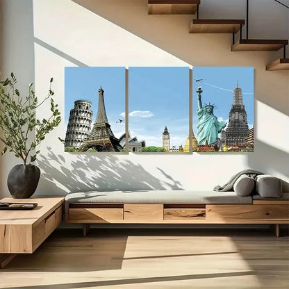 3pcs Travel The World Triptych Metal Print Ready to Hang Art