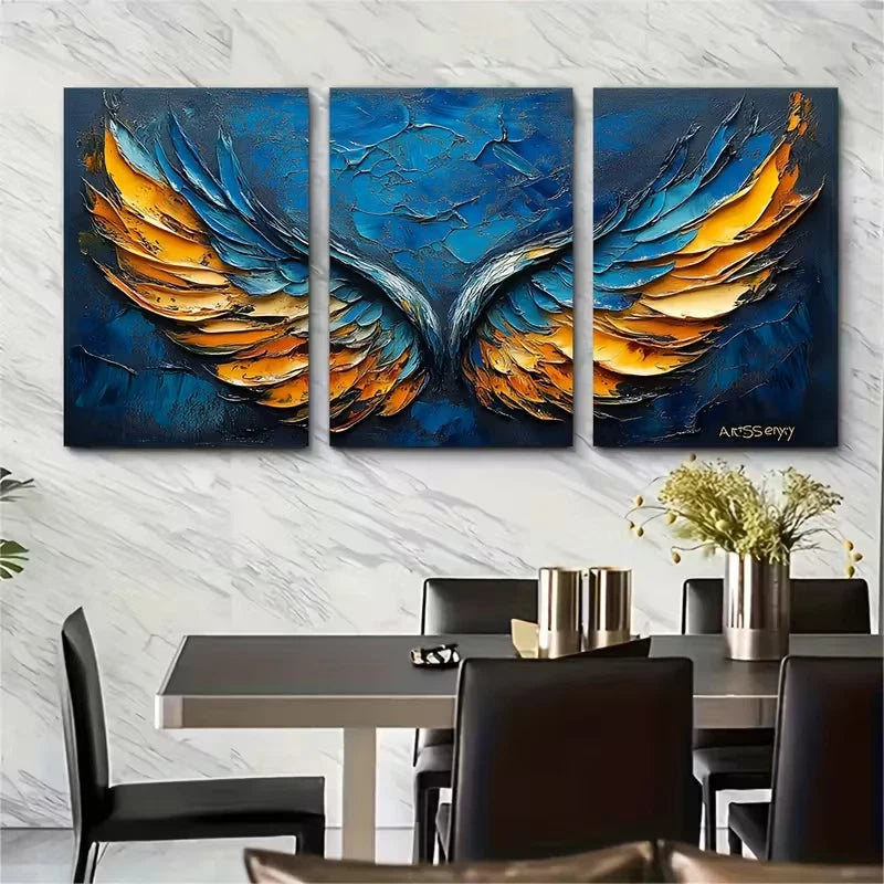3pcs Vibrant Abstract Impasto Painting Metal Print Ready to Hang Art