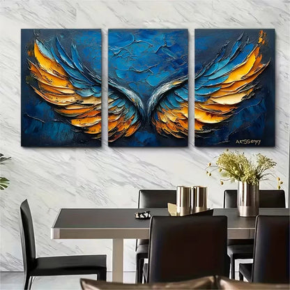 3pcs Vibrant Abstract Impasto Painting Metal Print Ready to Hang Art