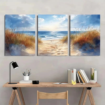 3pcs Adorable White Rabbit Realistic Oil Painting Metal Print Ready to Hang Art - Bella Home Decor