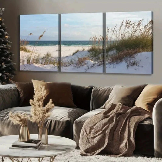 3pcs Coastal Beach Seascape Landscape Wall Art Set Canvas Framed 40x60cm - High Quality Print 100% Australian Made Wall Canvas Ready to Hang