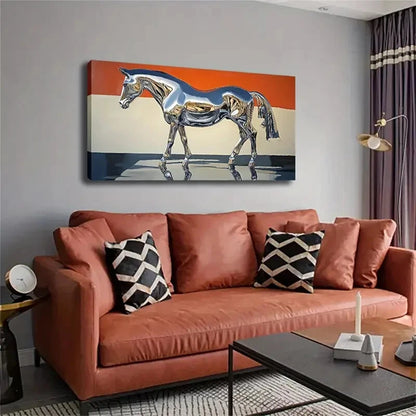 Horse with A Metallic Luster Wall Art Canvas Office Home Room Framed 120x60cm - Bella Home Decor