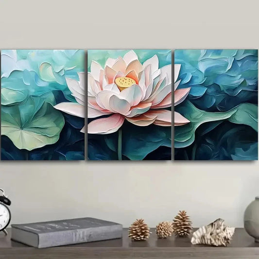 3pcs a lotus flower Wall Art Set Canvas Framed 40x60cm - High Quality Print 100% Australian Made Wall Canvas Ready to Hang