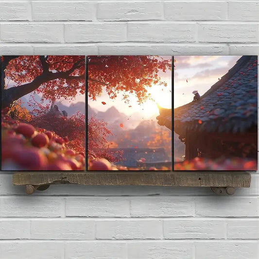 3pcs The Tree On The Eaves Modern Forest Metal Print Ready to Hang Art