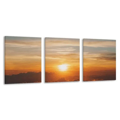 3pcs Sunset Warm Yellow, Orange & Golden Tones   Wall Art Set Canvas Framed 40x60cm - High Quality Print 100% Australian Made Wall Canvas Ready to Hang