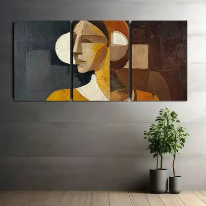 3pcs Abstract Woman – Picasso Style Poster Metal Print Ready to Hang Art - Bella Home Decor