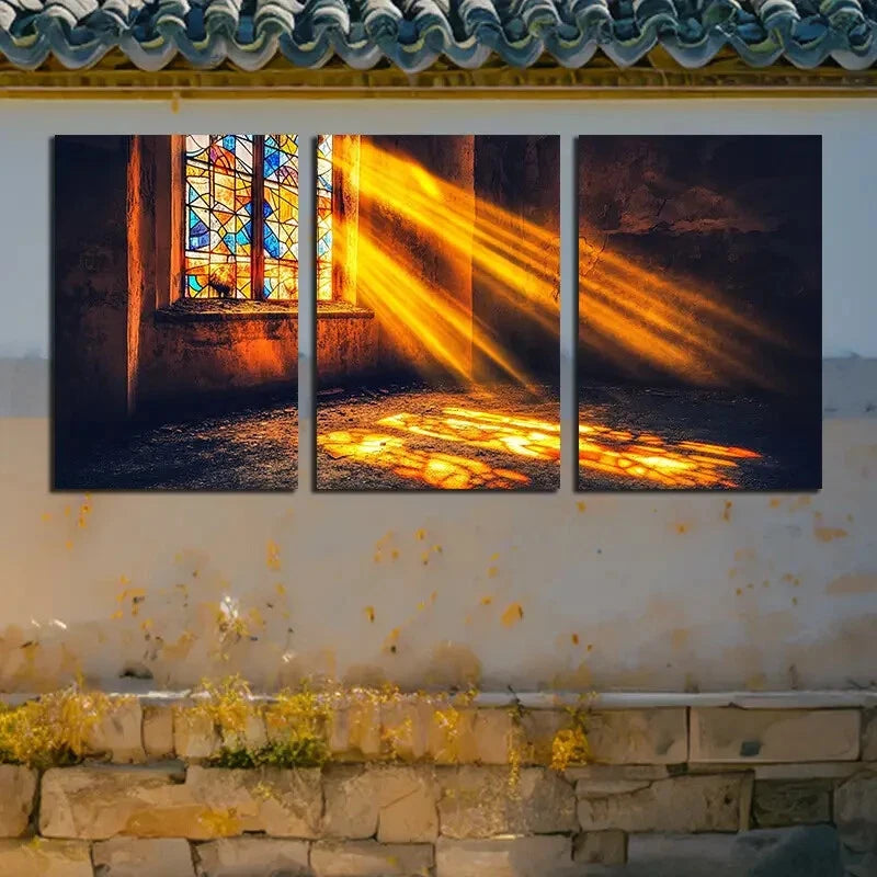 3pcs Abandoned House Sunlit Design Metal Print Ready to Hang Art - Bella Home Decor