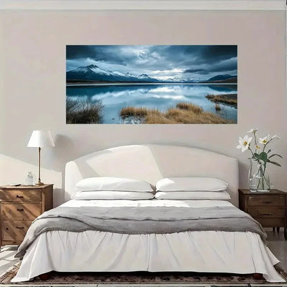 Mountain Lake Reflections Wall Art Canvas Office Home Room Framed 120x60cm