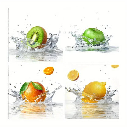 4pcsFresh Friuts In Water Wall Art Canvas Framed