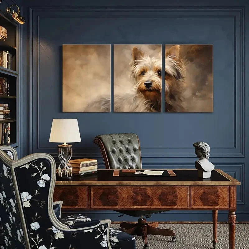 3pcs Abstract Animal Art Dog Artistic Yorkshire Metal Print Ready to Hang Art - Bella Home Decor