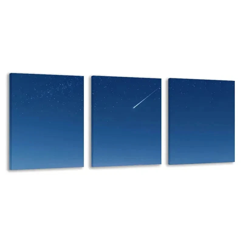 3pcs A Shooting Star Across The Night Sky    Wall Art Set Canvas Framed 50x70cm - High Quality Print 100% Australian Made Wall Canvas Ready to Hang - Bella Home Decor